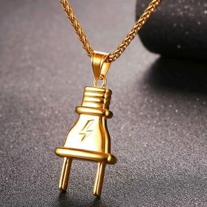 Hip Hop Big Plug Pendant Necklace 18k gold plated